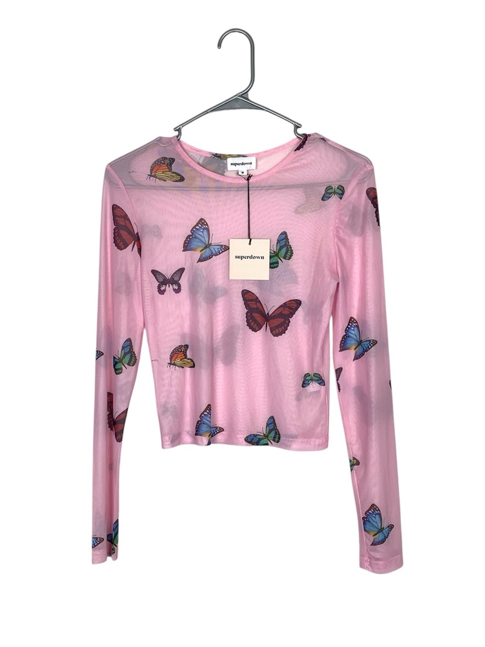 NWT superdown Ari Butterfly Mesh Top in Pink
Size medium